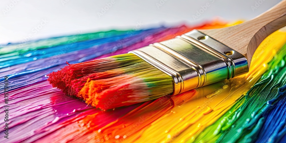 A close-up shot of a paintbrush dipped in colorful paint, paintbrush, colorful, paint, arts and crafts, creativity A close-up shot of a paintbrush dipped in colorful paint, paintbrush, colorful, paint, arts and crafts, creativity