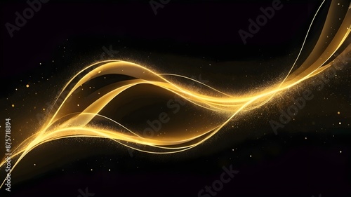 Abstract bright gold background. elegant illustration.Moving fast neon golden light particles photo