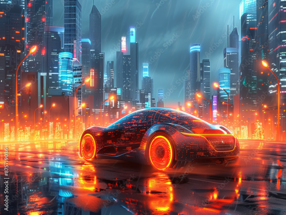 Nighttime Cityscape with Traffic and Lights Nighttime Cityscape with Traffic and Lights
