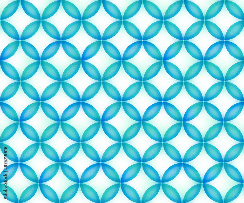 Fototapeta premium 青の和風柄 水彩背景パターン