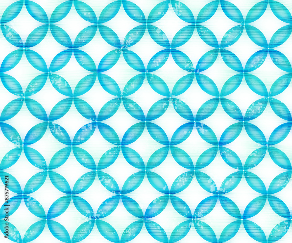 Fototapeta premium 青の和風柄 水彩背景パターン