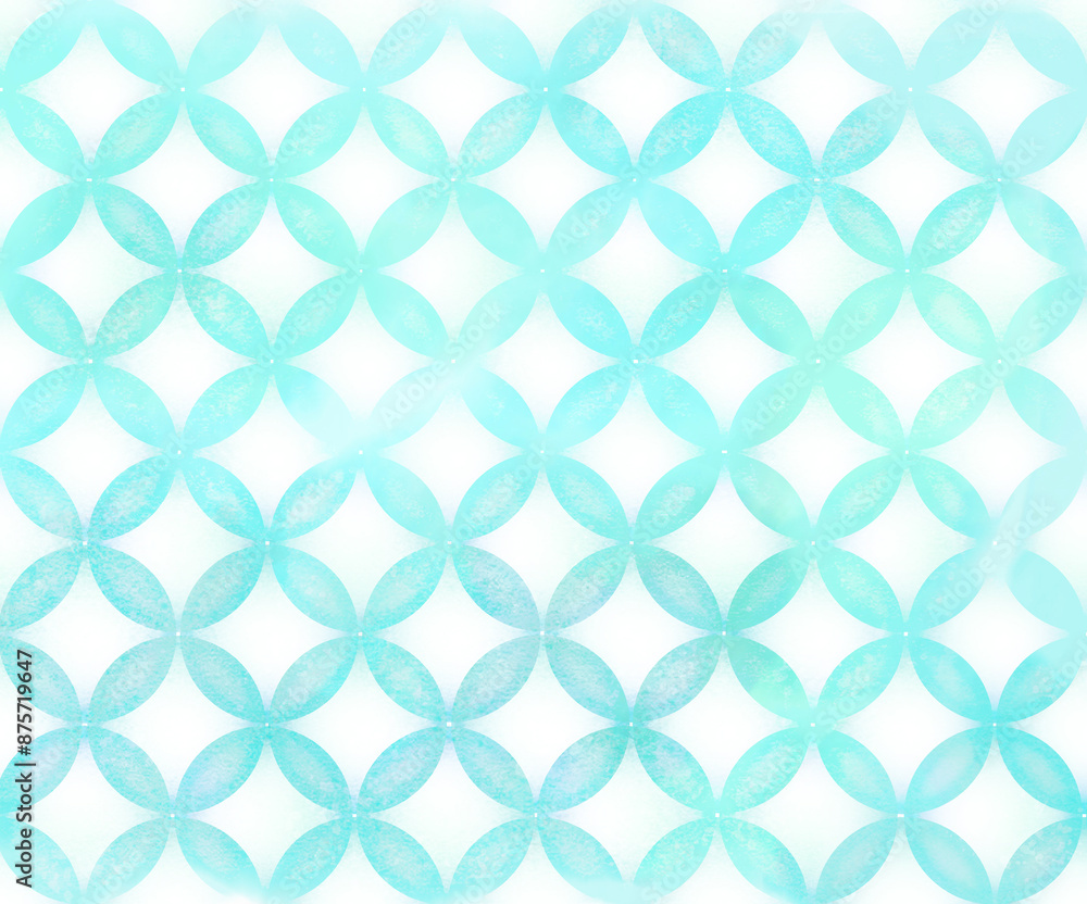 Fototapeta premium 青の和風柄 水彩背景パターン