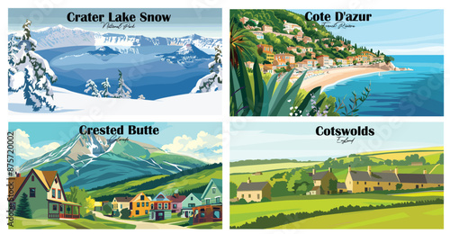 Travel landmarks tourism world famous, Vector illustration. Design for travel wallpaper, flyer or web banner design template. Panorama view. Copy space