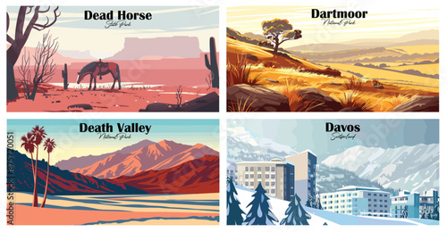 Travel landmarks tourism world famous, Vector illustration. Design for travel wallpaper, flyer or web banner design template. Panorama view. Copy space