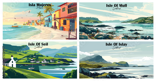 Travel landmarks tourism world famous, Vector illustration. Design for travel wallpaper, flyer or web banner design template. Panorama view. Copy space