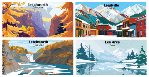 Travel landmarks tourism world famous, Vector illustration. Design for travel wallpaper, flyer or web banner design template. Panorama view. Copy space photo