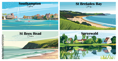 Travel landmarks tourism world famous, Vector illustration. Design for travel wallpaper, flyer or web banner design template. Panorama view. Copy space