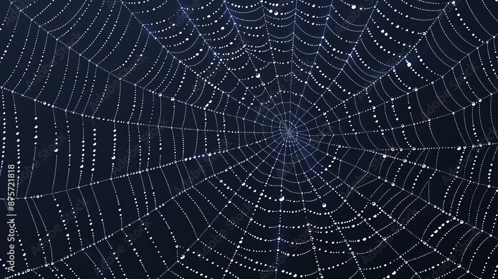 A spider web with morning dew drops on it. A spider web with morning dew drops on it.