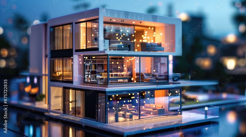 Modern smart home systems of smart building, The smart home is isolated background Modern smart home systems of smart building, The smart home is isolated background