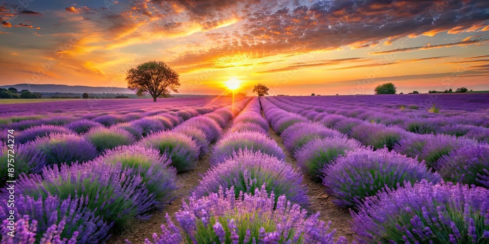 Beautiful lavender fields glowing in the warm light of sunset, lavender, field, sunset, nature, purple, flowers, blooming Beautiful lavender fields glowing in the warm light of sunset, lavender, field, sunset, nature, purple, flowers, blooming