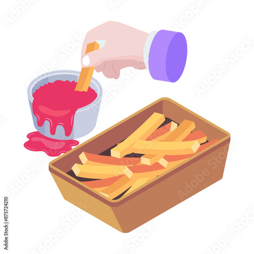French fries box modern isometric icon 

