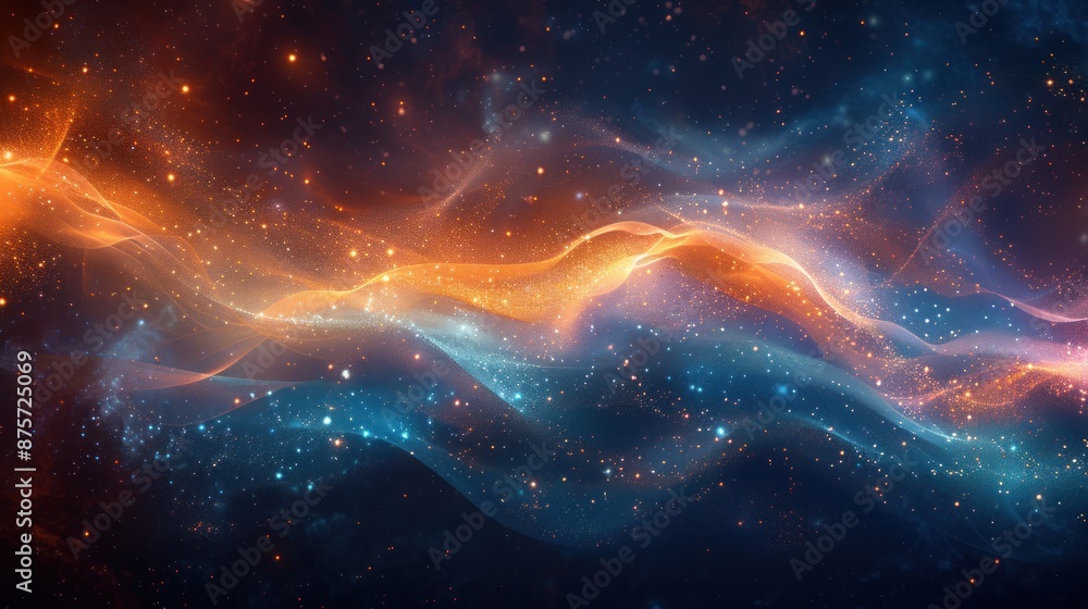 Obraz premium Cosmic Nebula with Glowing Waves