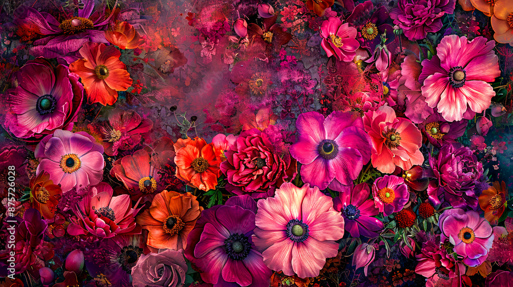 Artistic floral pattern with watercolor flowers