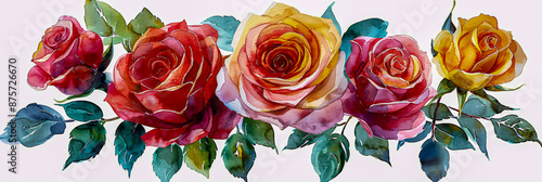 Obraz na płótnie Beautiful watercolor illustration of roses and flowers, creating a romantic and vintage feel w salonie