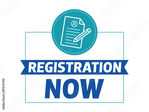 Registration now infographics. Vector illustration.