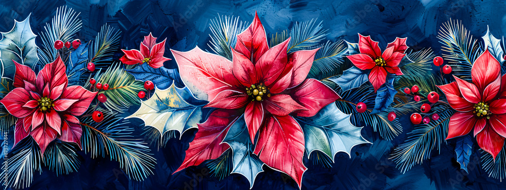 Red poinsettia flowers, symbolizing Christmas and the festive season