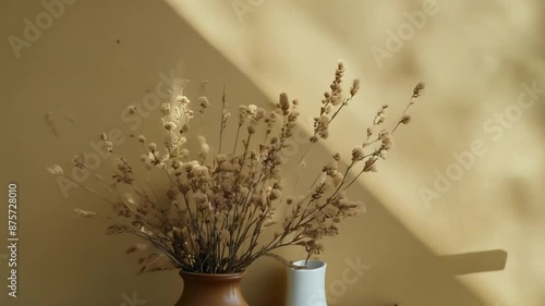 Dried Flowers in Vase on Shelf Generative AI