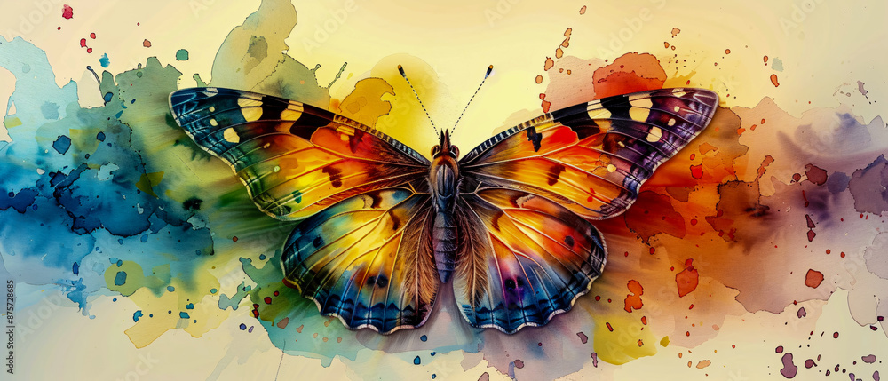 Abstract pattern of colorful butterflies, showcasing natures beauty and vibrant designs