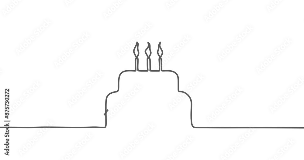 Drawing of birthday cake. Cake with sweet cream and a candle. Birthday celebration concept isolated on white background. Drawing of birthday cake. Cake with sweet cream and a candle. Birthday celebration concept isolated on white background.