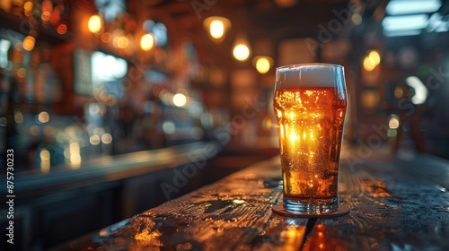 Glass of Beer on a Bar Counter