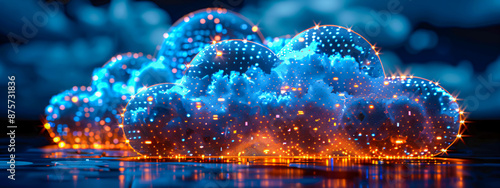 Obraz na płótnie Abstract digital network with blue particles, representing futuristic technology and communication w salonie