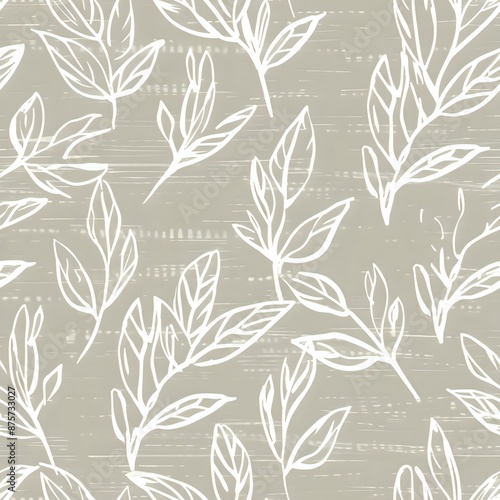 Minimalist Leaf and Branch Repeat with Delicate Hand-Drawn Theme