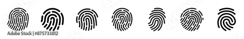 Fingerprint scanner icon set isolated on transparent background. High resolution vector illustration.