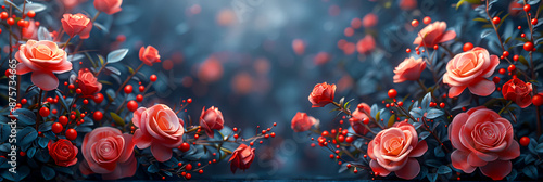 Obraz na płótnie Closeup of red cherry blossoms on a branch, representing the beauty of springtime w salonie