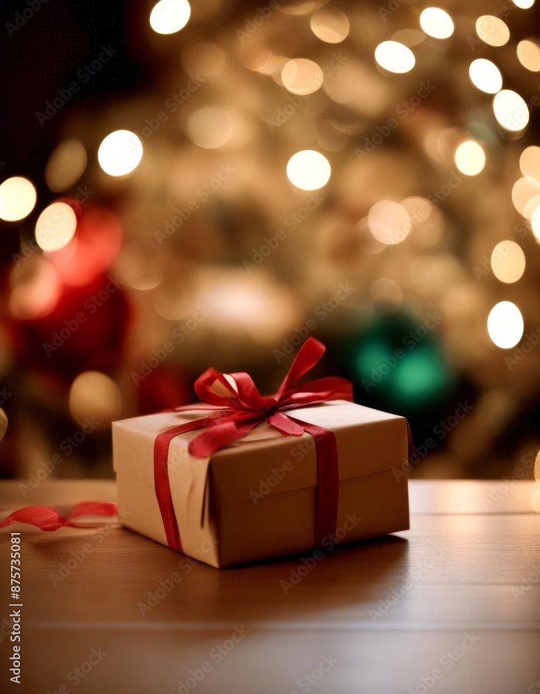 present decoration wrapped holiday box kraft paper xmas gift craft celebration ribbon christmas concept present decoration wrapped holiday box kraft paper xmas gift craft celebration ribbon christmas concept