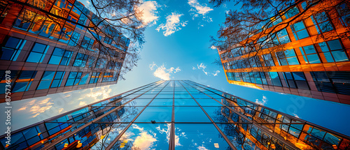 Obraz na płótnie Office skyscrapers with glass facades, representing modern urban business architecture w salonie