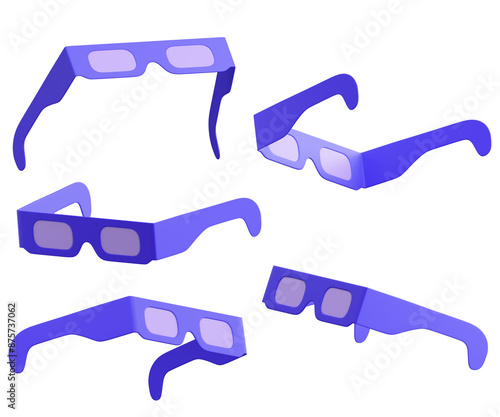 minimal Paper 3d glasses icon isolated on transparent background photo