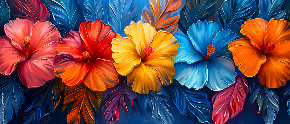 Blue floral decoration with a closeup of flowers and hair accessories