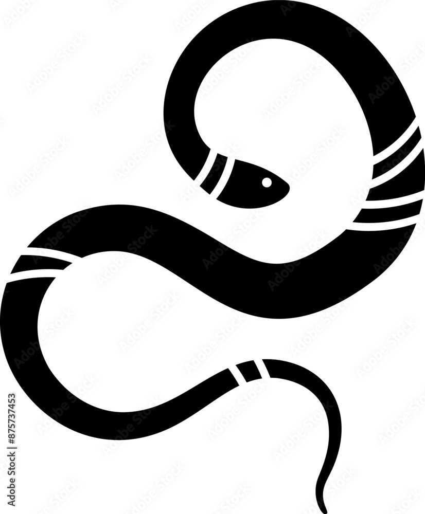 Stylized black silhouette of the snake. Isolated symbol or icon of snake. Abstract vector illustration of serpent silhouette. Stylized black silhouette of the snake. Isolated symbol or icon of snake. Abstract vector illustration of serpent silhouette.