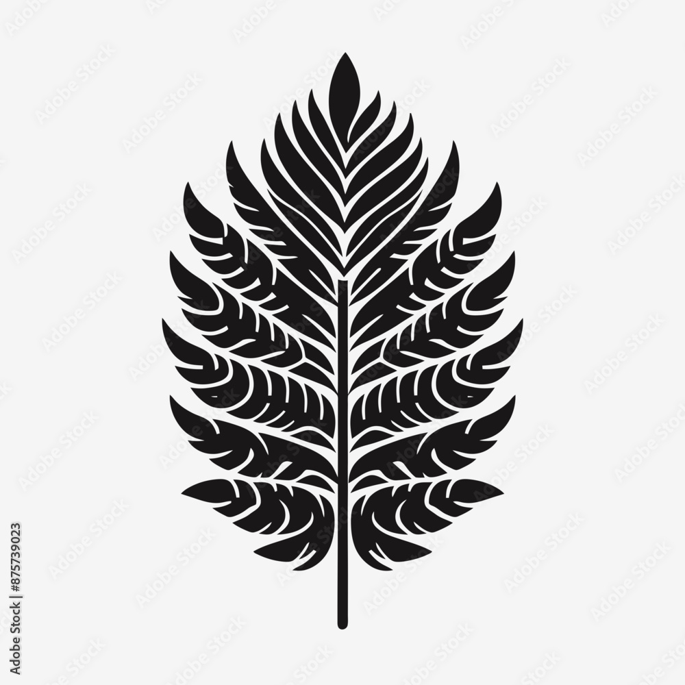 Obraz premium single and simple jungle leaf silhouette Vector, Abstract black palm tropical rainforest leaves