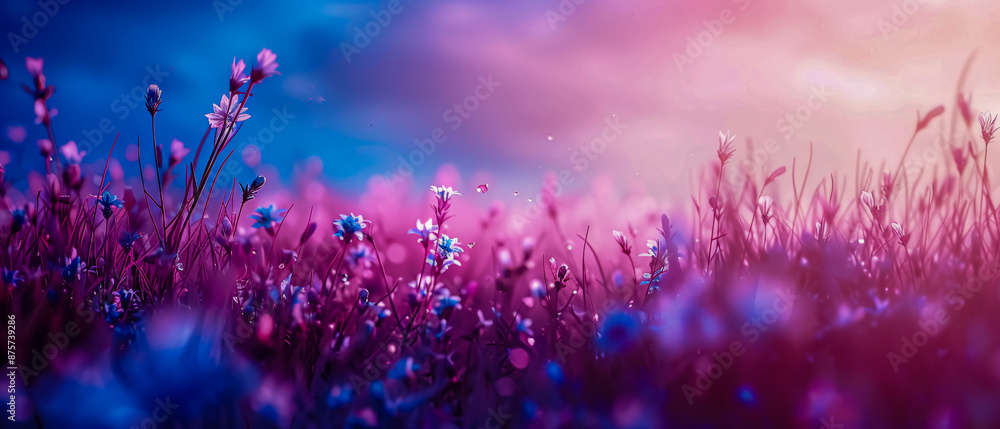 Beautiful purple flowers in a sunlit meadow, capturing the essence of summer