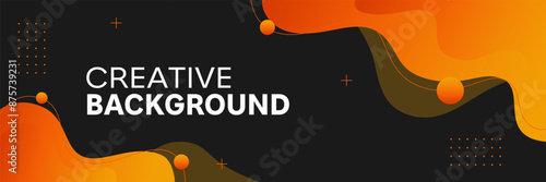 Modern template banner featuring a vibrant gradient color scheme and dynamic liquid shapes. Perfect for web headers, social media graphics, and promotional materials. Sleek and eye-catching design.