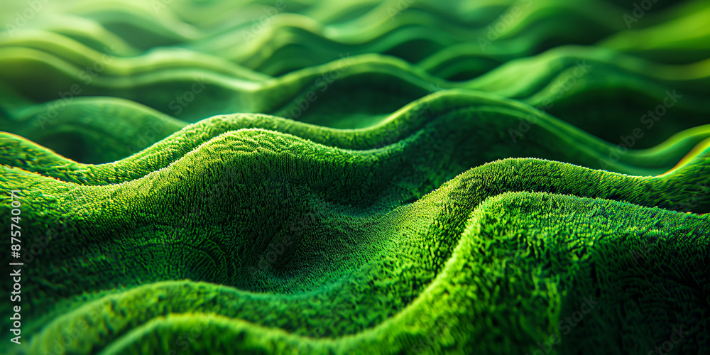 Macro view of lush green moss, highlighting the intricate details of nature