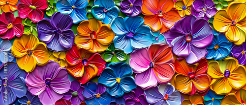 Obraz na płótnie Colorful floral background with various flowers and leaves, perfect for spring w salonie