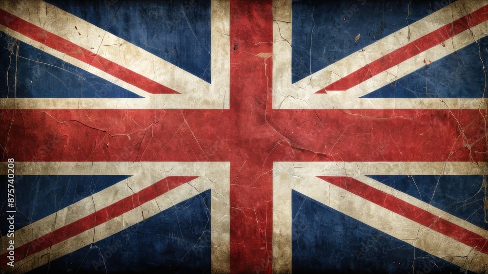 Fototapeta premium Vintage British Union Jack Flag with Weathered Texture