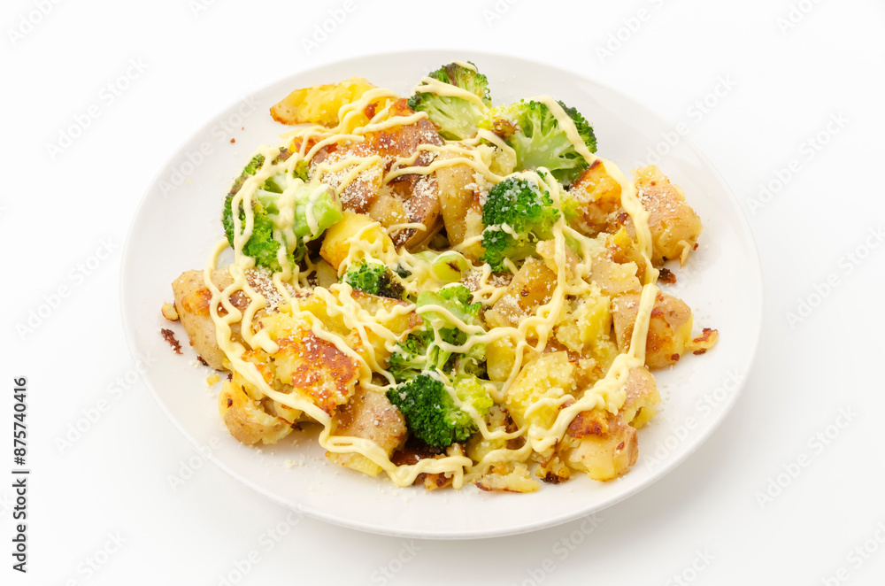 ベイクドポテトとブロッコリーのマヨネーズがけ