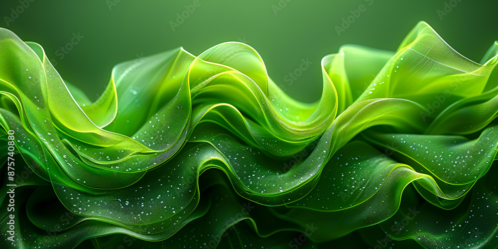 Abstract green wave pattern creating a fluid and dynamic background