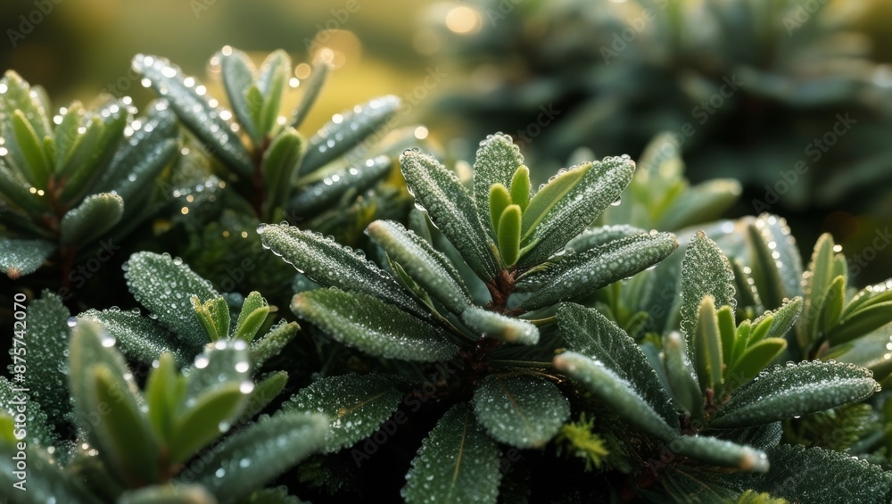 Close-up of fresh green Buxus sempervirens leaves, showing the natural pattern and texture of the evergreen bush Close-up of fresh green Buxus sempervirens leaves, showing the natural pattern and texture of the evergreen bush