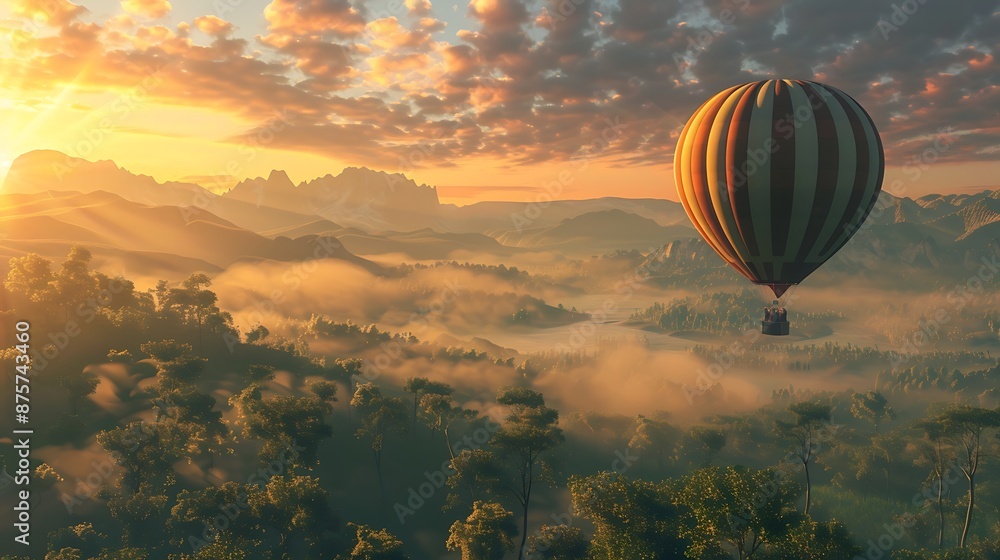 Obraz premium Early morning happy birthday hot air balloon