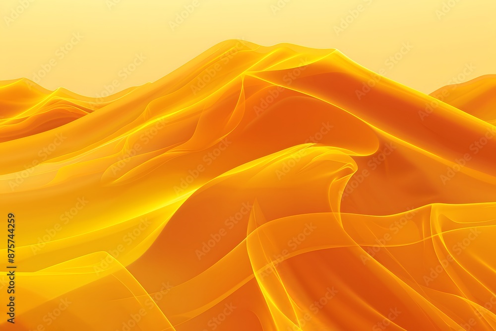 Abstract waves of vibrant orange and yellow hues forming a fluid, ethereal landscape. Abstract waves of vibrant orange and yellow hues forming a fluid, ethereal landscape.
