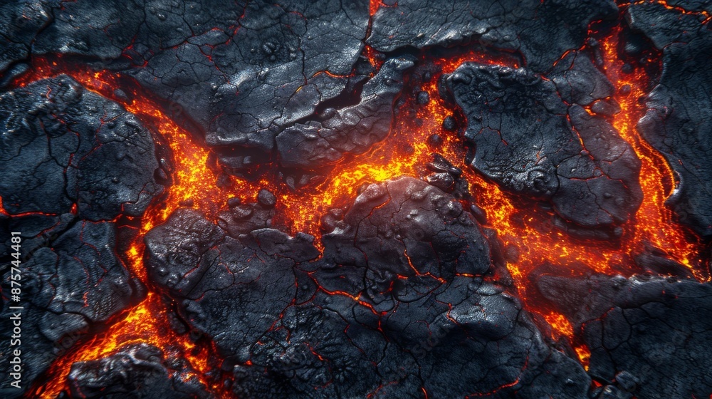 Molten Lava Flowing Through Cracked Earth Molten Lava Flowing Through Cracked Earth