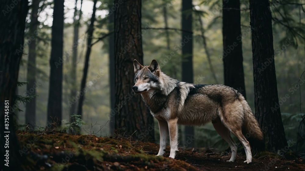 Obraz premium A big wolf in forest