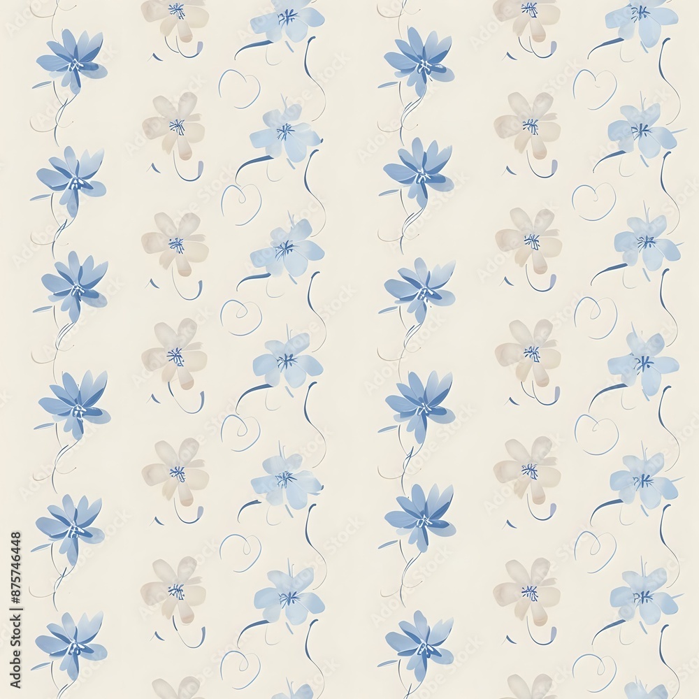 Elegant Flower Pattern for Home Decor in Purple and Blue Tones Elegant Flower Pattern for Home Decor in Purple and Blue Tones