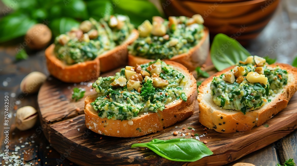 light meal from a toast and paste with nuts toasts bread paste and greens dietary breakfast useful and tasty light meal from a toast and paste with nuts toasts bread paste and greens dietary breakfast useful and tasty