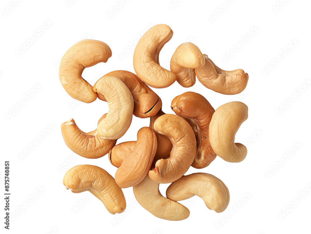 Top view of cashew nuts, png, no background, vibrant colors, clear texture, highquality image, perfect for culinary displays Top view of cashew nuts, png, no background, vibrant colors, clear texture, highquality image, perfect for culinary displays