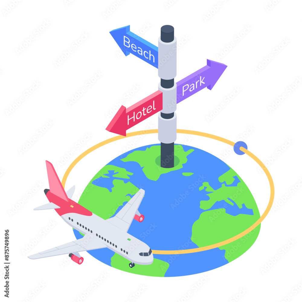 Fototapeta premium Get this isometric icon of international flight